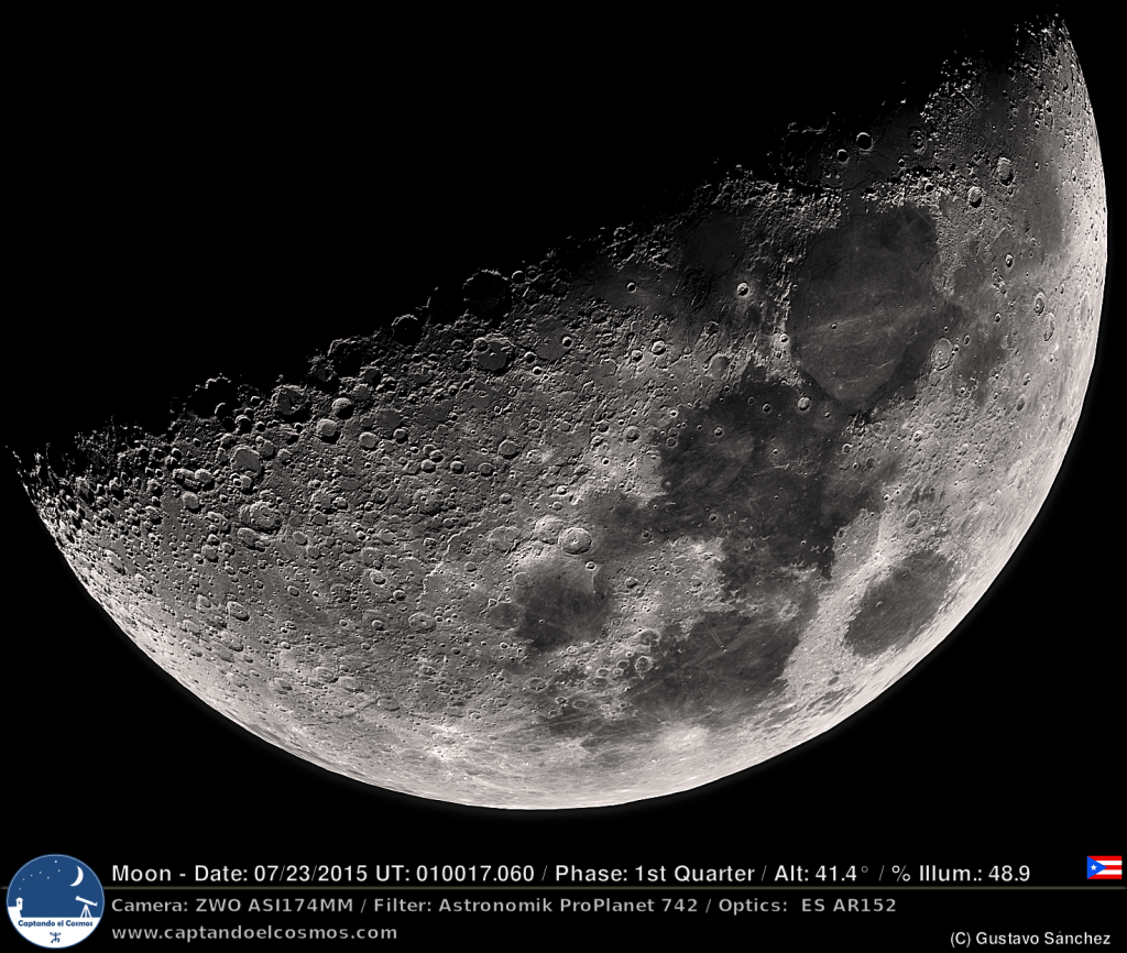 Luna en Cuarto Creciente 23julio2015 Captando el Cosmos
